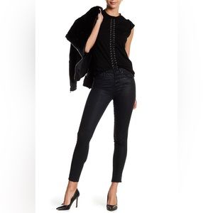 Blank NYC | Womens Sz 28 Crybaby Skinny Jeans Coated Black Button Fly Mid Rise